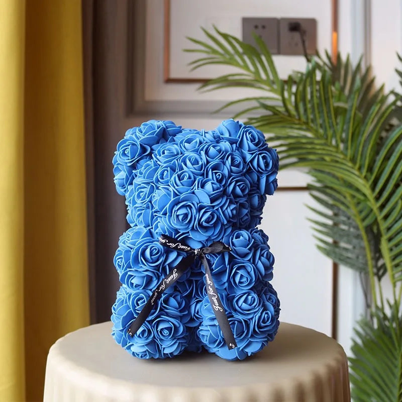 Artificial Flower Eternal Rose Teddy Bear for Mom Mother's Day Birthday Valentine's Day Anniversary Gifts & Decor Miniatures