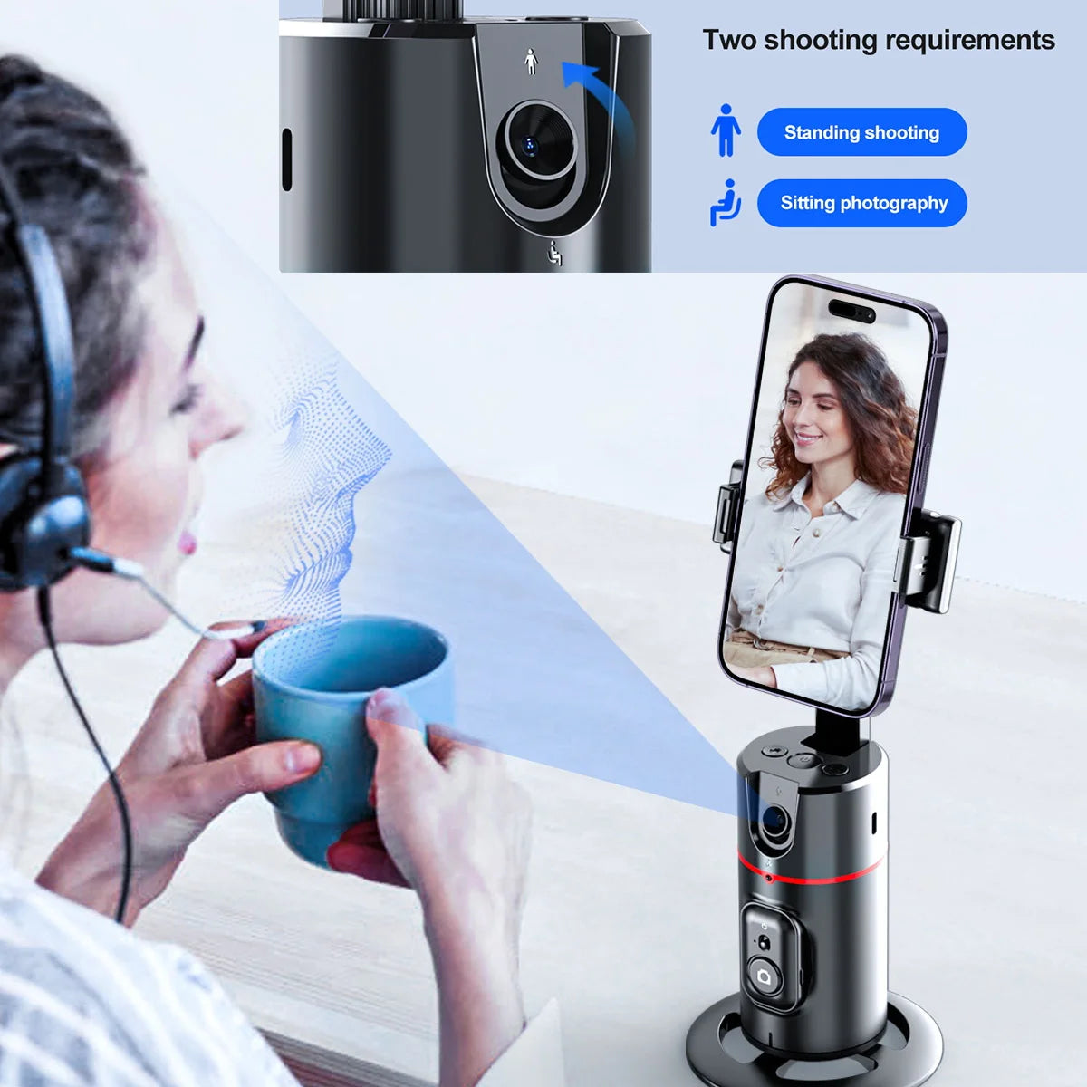 XElectronics™ Wireless Smart Facial Tracking Phone Holder